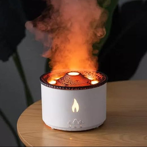 Plastic Essential Oil Diffusers Aroma Diffuser Atomizing Humidifier Volcano Flame Spray Mist Humidifier Waterless Auto Shut-Off Protection Aromatherapy Diffuse for Home Office with Remote