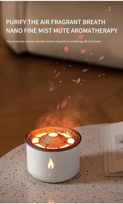 Plastic Essential Oil Diffusers Aroma Diffuser Atomizing Humidifier Volcano Flame Spray Mist Humidifier Waterless Auto Shut-Off Protection Aromatherapy Diffuse for Home Office with Remote